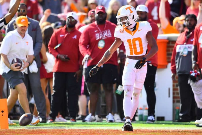 Tennessee Volunteers WR Squirrel White during the loss to Alabama. (Photo by Brianna Paciorka of the News Sentinel)